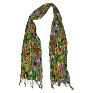 Vintage J.Crew Retro Psychedelic Floral Feminine Women Scarf Multi Cotton